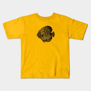 Discus Fish or Pompadour Fish - animal ink art drawing Kids T-Shirt